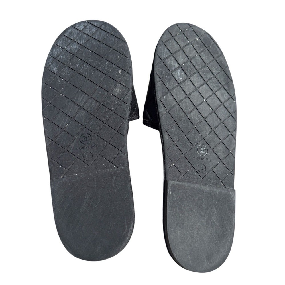 Chanel Quilted Leather CC Logo Shearling House Slippers Black Made in Italy L - Picture 9 of 11